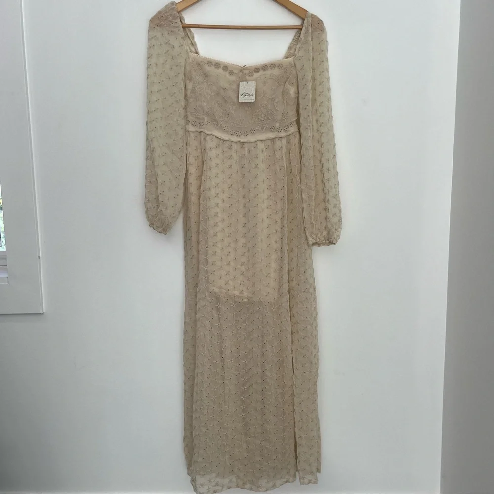 FREE PEOPLE Malina Maxi Cream Lace Babydoll Bohemian Dress NWT | Women’s xs